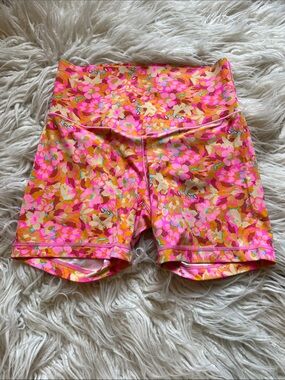 Offline High-Waist Floral Print Women's Active Shorts - Pink & Orange